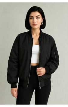 Meecy Unisex Bomber Ceket Siyah Siyah