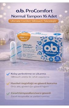 O.b. Procomfort Normal Tampon 16lı 1 Paket Ultimate Comfort Silktouch Teknolojili O.b. Procomfort Normal Tampon 16lı 1 Paket Ultimate Comfort Silktouch Teknolojili