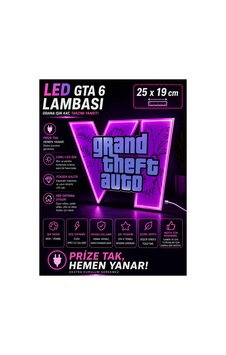Gta 6 Led Lamba Dekoratif Oda Lambası Gaming Oyuncu Odası Masaüstü Dekorasyon Işığı