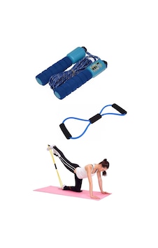 2'li Set Antrenman Sayaçlı Sünger Saplı Atlama Ipi Pilates Egzersiz Direnç Lastiği 2'li Set Antrenman Sayaçlı Sünger Saplı Atlama Ipi Pilates Egzersiz Direnç Lastiği