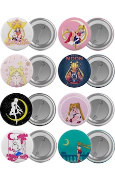 Sailor Moon Çanta Rozeti Seti 8 Adet En Büyük Boy 5.8cm İğneli Br Sailor Moon Çanta Rozeti Seti 8 Adet En Büyük Boy 5.8cm İğneli Br
