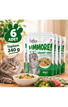 Reflex Plus Mmore Ton Balıklı,uskumrulu Ve Brokolili Kremalı Kedi Çorbası 40 Gr 6lı Set Reflex Plus Mmore Ton Balıklı,uskumrulu Ve Brokolili Kremalı Kedi Çorbası 40 Gr 6lı Set