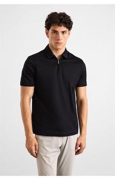 Süvari Siyah Regular Düz Fermuarlı Polo Yaka Tişört Ts1014000443-s09 Süvari Siyah Regular Düz Fermuarlı Polo Yaka Tişört Ts1014000443-s09