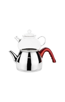 Tantitoni Kırmızı Konik Orta Boy Paslanmaz Çelik Çaydanlık Takımı 980/1700ml Şeffaf Tantitoni Kırmızı Konik Orta Boy Paslanmaz Çelik Çaydanlık Takımı 980/1700ml Şeffaf