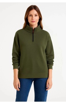 Freedom Storee Kadın 3 İplik Dık Yaka Yarım Fermuarlı Sweatshirt - Haki Çok Renkli Freedom Storee Kadın 3 İplik Dık Yaka Yarım Fermuarlı Sweatshirt - Haki Çok Renkli