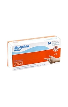 Dolphin Pudrasız Lateks Muayene Beyaz Eldiven 100'lü Dolphin Pudrasız Lateks Muayene Beyaz Eldiven 100'lü