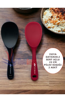 Sert Uçlu Isıya Dayanıklı Silikon Kaşık 2'li 22 Cm Siyah-fuşya