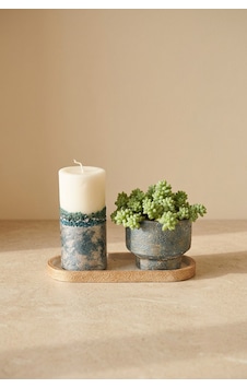 Giselle Ocean Mineral Candle & Succulent And Set Altın - Mavi Giselle Ocean Mineral Candle & Succulent And Set Altın - Mavi