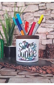 Summer Junkie Baskılı Seramik Kalemlik Masaüstü Düzenleyici Beyaz Summer Junkie Baskılı Seramik Kalemlik Masaüstü Düzenleyici Beyaz