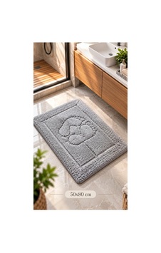 Barano Yussi Gri 50x80 Ayak Desenli Banyo Paspası çok renkli