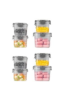 Toptanfoni 8'li Kare Sızdırmaz Kapaklı Erzak Saklama Kabı Seti 0,300 Ml - 0,600 Ml - 1,200 Lt 1,900 Lt Şeffaf