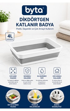Katlanabilir Dikdörtgen Badya Orta Boy 4 Litre Kapasiteli Kova Çok Amaçlı Leğen Sebze Meyve Yıkama Ve Çamaşır Leğeni Gri Katlanabilir Dikdörtgen Badya Orta Boy 4 Litre Kapasiteli Kova Çok Amaçlı Leğen Sebze Meyve Yıkama Ve Çamaşır Leğeni Gri