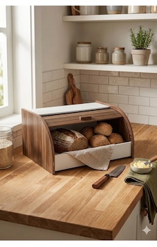 Reoona Lüks Ahşap Kapaklı Modern Ekmek Kutusu - Beyaz Minimalist Tasarım Reoona Lüks Ahşap Kapaklı Modern Ekmek Kutusu - Beyaz Minimalist Tasarım