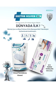 Doctor Silver Ion Gümüş İyonlu Hasta Hijyen Vücut Temizleme Kesesi + Perine Islak Mendili 12'li Doctor Silver Ion Gümüş İyonlu Hasta Hijyen Vücut Temizleme Kesesi + Perine Islak Mendili 12'li