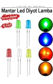 Mantar Led Diyot Lamba 30 Lu 1 Paket Karışık Renkli Mini Mantar Led Lamba