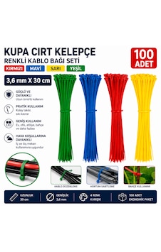 Kupa Cırt Kelepçe Kablo Bağı Renkli Kırmızı Sarı Yeşil Mavi Cırt Kelepçe 3,6mm X 300 Mm 100 Adet Kupa Cırt Kelepçe Kablo Bağı Renkli Kırmızı Sarı Yeşil Mavi Cırt Kelepçe 3,6mm X 300 Mm 100 Adet