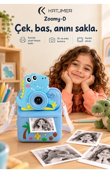 Kj/zm-002 Zoomy-d Dinozor Figürlü Anında Baskılı Çocuk Fotoğraf Makinesi, Çift Kamera, 2,4 İnç Ekran, 1080p Video, 3+ Yaş Mavi Kj/zm-002 Zoomy-d Dinozor Figürlü Anında Baskılı Çocuk Fotoğraf Makinesi, Çift Kamera, 2,4 İnç Ekran, 1080p Video, 3+ Yaş Mavi