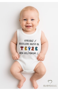 Babyden's Uykusuz Gecelere Hazır Ol Teyze Ben Geliyorum Yazılı %100 Pamuk Kolsuz Bebek Body Beyaz Babyden's Uykusuz Gecelere Hazır Ol Teyze Ben Geliyorum Yazılı %100 Pamuk Kolsuz Bebek Body Beyaz