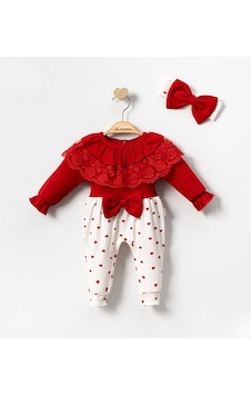 Bellamio Kids Helena Bandanalı Dantel Yakalı Kız Bebek Tulumu Kırmızı Bellamio Kids Helena Bandanalı Dantel Yakalı Kız Bebek Tulumu Kırmızı