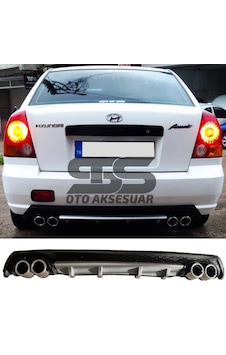 Hyundai Accent Admire Difüzör Arka Tampon Eki 4 Egzoz Çıkışlı Gri Lüx Tip