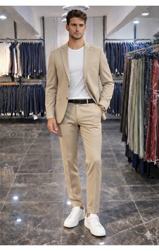 Tw Tonny White İtalyan Kesim Takım Elbise Spor Model Bej