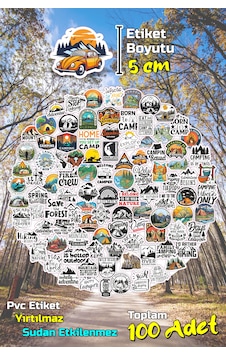 Kamp Temalı Camping Outdoor Adventure Sticker Seti Model-2 5cm - 100 Adet 5cm Kamp Temalı Camping Outdoor Adventure Sticker Seti Model-2 5cm - 100 Adet 5cm