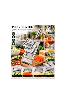Pratik 3 Bıçaklı Çoklu Dilimleyici Ve Doğrayıcı Paslanmaz Çelik Sebze Rendesi Diğer Pratik 3 Bıçaklı Çoklu Dilimleyici Ve Doğrayıcı Paslanmaz Çelik Sebze Rendesi Diğer