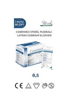 Steril Cerrahi Lateks Pudralı Eldiven 8,5 Beden 50 Çift Steril Cerrahi Lateks Pudralı Eldiven 8,5 Beden 50 Çift
