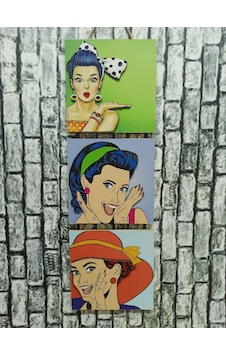 Retro Time Pretty Woman Kabartmalı Baskılı 3'lü Tablo Vintage 1 Retro Time Pretty Woman Kabartmalı Baskılı 3'lü Tablo Vintage 1