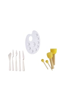 Ponpon Fırça Seti Palet Ve Spatula Ponpon Fırça Seti Palet Ve Spatula