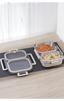 Digithome Bento 2 Bölmeli Taşınabilir Paslanmaz Çelik Yemek Kabı Termosu Lunch Box Dikdörtgen Bej 1000ml Digithome Bento 2 Bölmeli Taşınabilir Paslanmaz Çelik Yemek Kabı Termosu Lunch Box Dikdörtgen Bej 1000ml