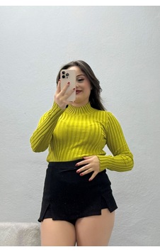 Belendir Kadın Uzun Kollu Triko Fıstıkyeşili Yeşil