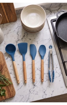 Bambu Saplı Mavi Silikon Mutfak Gereçleri Seti 5 Parça Yanmaz Yapışmaz Servis Seti Kepçe Spatula Kaşık Maşa Seti Silikon Mutfak Seti Mavi Mavi Bambu Saplı Mavi Silikon Mutfak Gereçleri Seti 5 Parça Yanmaz Yapışmaz Servis Seti Kepçe Spatula Kaşık Maşa Seti Silikon Mutfak Seti Mavi Mavi
