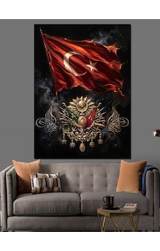 Osmanlı Devlet Arması Ve Bayrak Dekoratif Kanvas - Mdf Ahşap Tablo Osmanlı Devlet Arması Ve Bayrak Dekoratif Kanvas - Mdf Ahşap Tablo