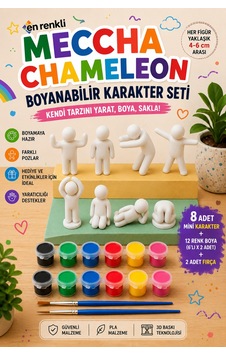 Meccha Chameleon Boyama Seti 8 Mini Karakter 2x6'lı Boya Seti 2 Fırça Eğitici Hobi Aktivite Oyuncağı Meccha Chameleon Boyama Seti 8 Mini Karakter 2x6'lı Boya Seti 2 Fırça Eğitici Hobi Aktivite Oyuncağı