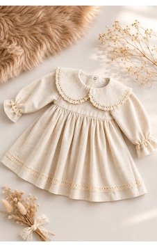 Mnk Baby & Kids Kız Bebek %100 Pamuk Bebe Yaka Uzun Kollu Müslin Elbise M00851 ekru Mnk Baby & Kids Kız Bebek %100 Pamuk Bebe Yaka Uzun Kollu Müslin Elbise M00851 ekru