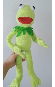 Amigurumi oyuncak bebek nostaljik karakter kermit kurbağa 40cm Amigurumi oyuncak bebek nostaljik karakter kermit kurbağa 40cm