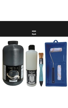 Mobilya Boyası-cadence Multisurface H-060 Siyah 2000ml Ultimate Vernik Mat 500ml Saten Rulo Set Siyah