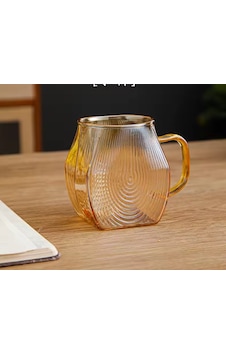 Qerhome Borosilikat Cam Amber Salyangoz Desenli Bardak 1 Adet 300 Ml Altın Qerhome Borosilikat Cam Amber Salyangoz Desenli Bardak 1 Adet 300 Ml Altın