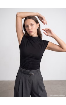 Dilvin 33211 Bra-free Büzgü Detaylı Top Siyah Dilvin 33211 Bra-free Büzgü Detaylı Top Siyah