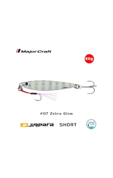 Major Craft Jigpara Short Jps-80gr 95mm 07 Zebra Glow Major Craft Jigpara Short Jps-80gr 95mm 07 Zebra Glow