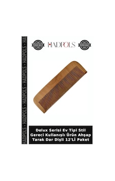 Delux Serisi Ev Tipi Stil Gereci Kullanışlı Ürün Ahşap Tarak Dar Dişli 12'li Paket