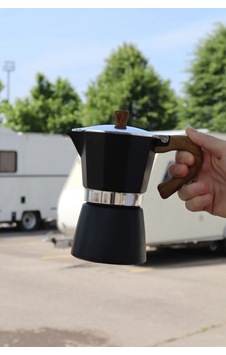Mokapot 6-cup Coffeehutt Bigg Coffee Italyan Filtre Kahve Makinesi - Alüminyum, Hafif Ve Dayanıklı Siyah