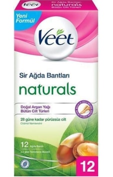 Veet Naturals Argan Yağlı Kuru Ciltler için Vücut Sir Ağda Bantları 12'li Veet Naturals Argan Yağlı Kuru Ciltler için Vücut Sir Ağda Bantları 12'li