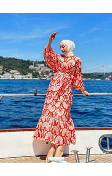 Vioshine Vıoshıne Kadın Desenli Saten Elbise-turuncu Turuncu Vioshine Vıoshıne Kadın Desenli Saten Elbise-turuncu Turuncu