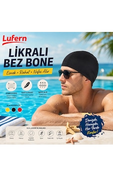 Lufern Likralı Bez Havuz Deniz Bonesi Yüzücü Elastik Unisex Kulak Korumalı Her Saça Uygun Çok Renkli