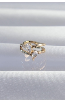 Pirinç Gold Renk Zirkon Taşlı Damla Earcuff Küpe Pirinç Gold Renk Zirkon Taşlı Damla Earcuff Küpe