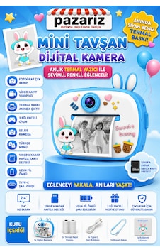 Çocuk Dijital Kamera Tavşan Temalı Termal Yazıcılı 2.4 İnç Ekran Fotoğraf Video Selfie 3 Oyunlu Anında Baskı Makinesi Print Kamera Çift Kamera, Silikon Kılıf Çocuk Dijital Kamera Tavşan Temalı Termal Yazıcılı 2.4 İnç Ekran Fotoğraf Video Selfie 3 Oyunlu Anında Baskı Makinesi Print Kamera Çift Kamera, Silikon Kılıf
