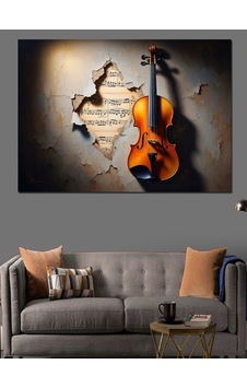 Duvar İçinde Keman Sanat Tablosu Dekoratif Kanvas - Mdf Ahşap Tablo Duvar İçinde Keman Sanat Tablosu Dekoratif Kanvas - Mdf Ahşap Tablo