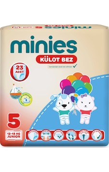 Minies Külot Bez 5 Numara Junior 12-18 Kg 23'lü 7'li Paket Minies Külot Bez 5 Numara Junior 12-18 Kg 23'lü 7'li Paket